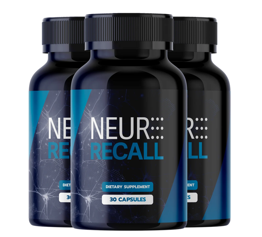 NeuroRecall daily cognitive wellness support three-bottle package